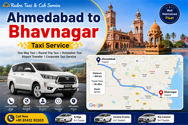 Ahmedabad to Bhavnagar Taxi Service
