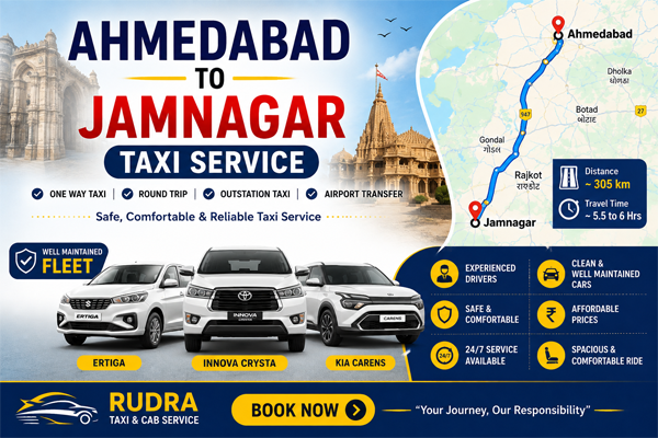 Ahmedabad to Jamnagar Taxi Service